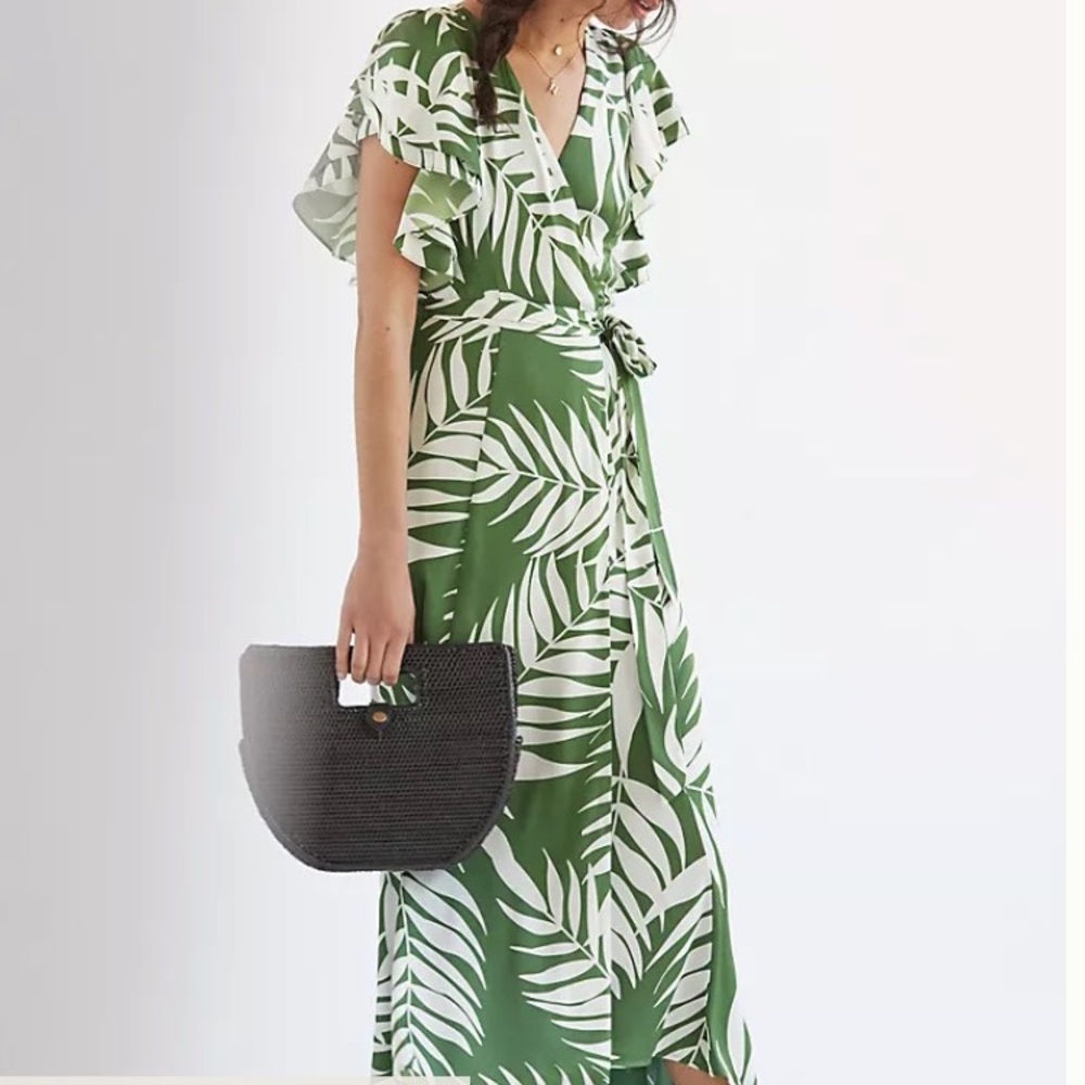 Anthropologie/hutch green palms wrap dress